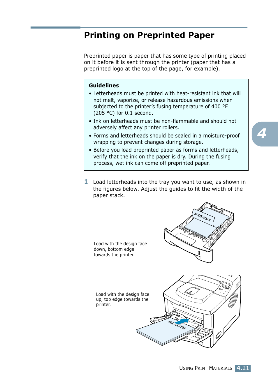 Printing on preprinted paper | Samsung ML-2550 Series User Manual | Page 86 / 233