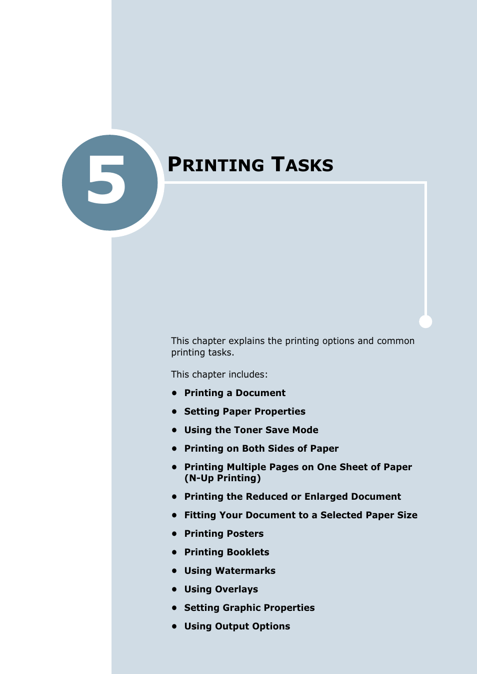 Printing tasks, Chapter 5, Rinting | Asks | Samsung ML-2550 Series User Manual | Page 90 / 233