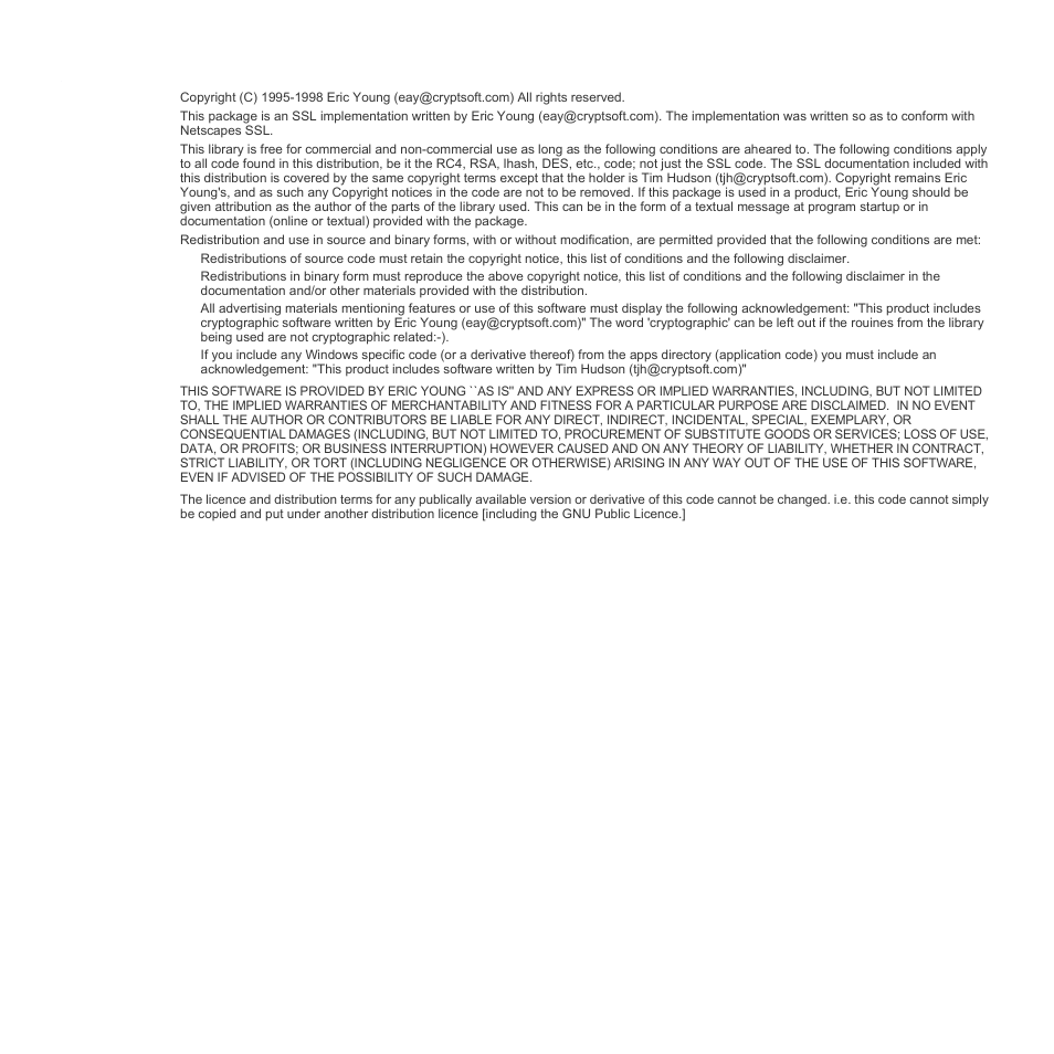 Original ssleay license | Samsung SCX-6555N Series User Manual | Page 11 / 186