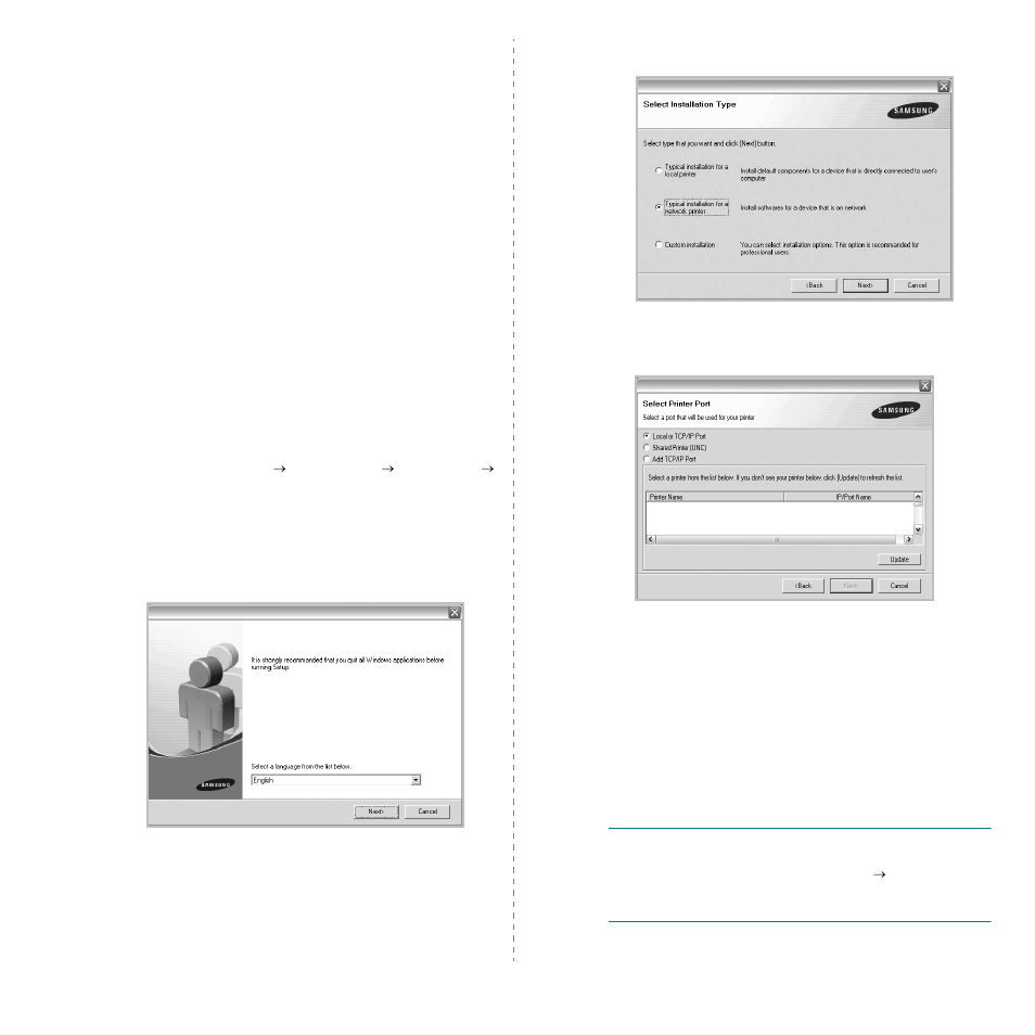 Installing software for network printing | Samsung SCX-6555N Series User Manual | Page 145 / 186