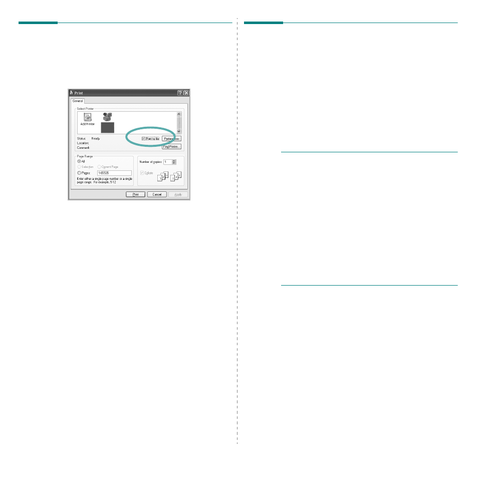 Printing to a file (prn), Printer settings, Printing to a file (prn) printer settings | Samsung SCX-6555N Series User Manual | Page 151 / 186