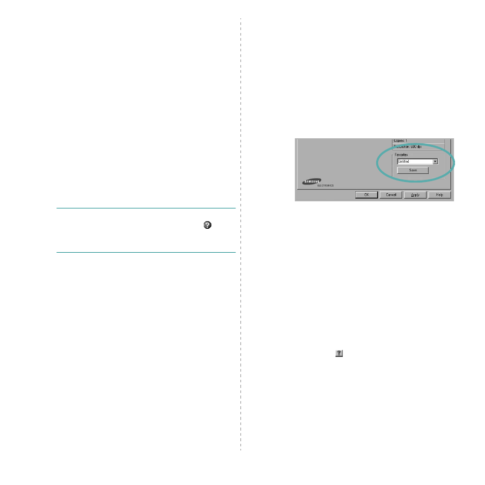 About tab, Printer tab, Using a favorite setting | Using help | Samsung SCX-6555N Series User Manual | Page 155 / 186