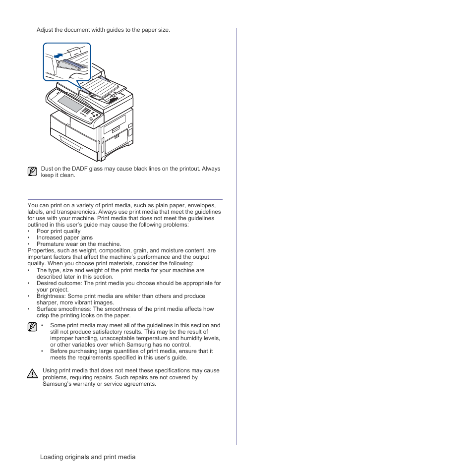 Selecting print media | Samsung SCX-6555N Series User Manual | Page 32 / 186