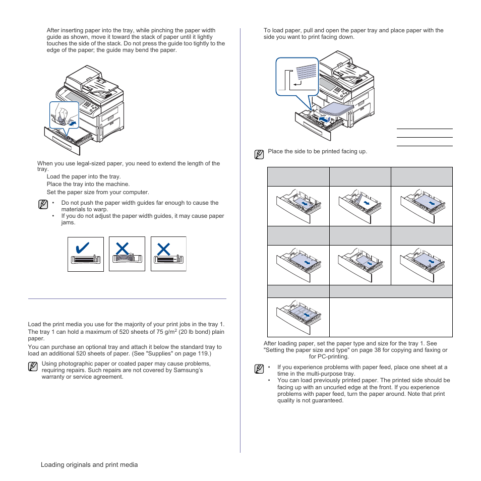 Loading paper | Samsung SCX-6555N Series User Manual | Page 36 / 186
