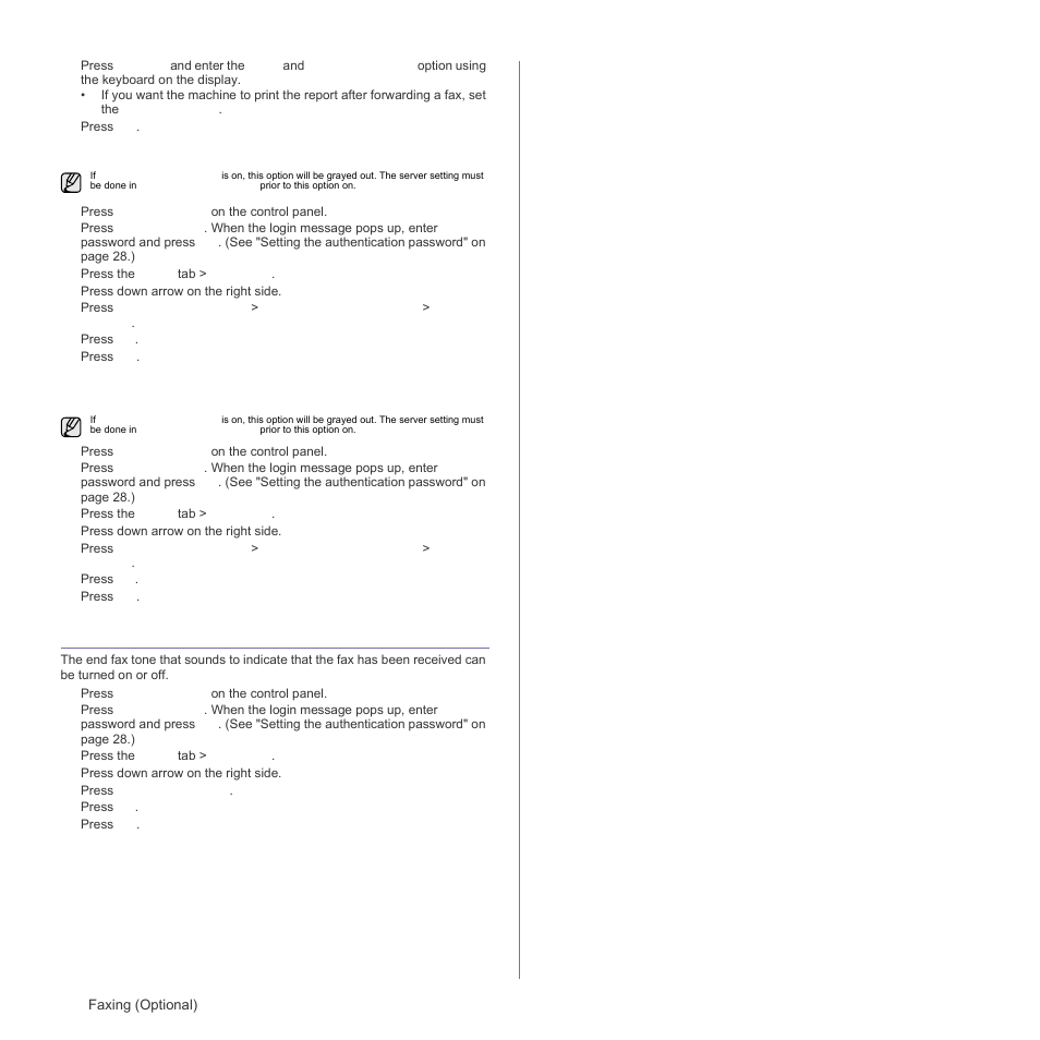 Setting up the end fax tone | Samsung SCX-6555N Series User Manual | Page 68 / 186