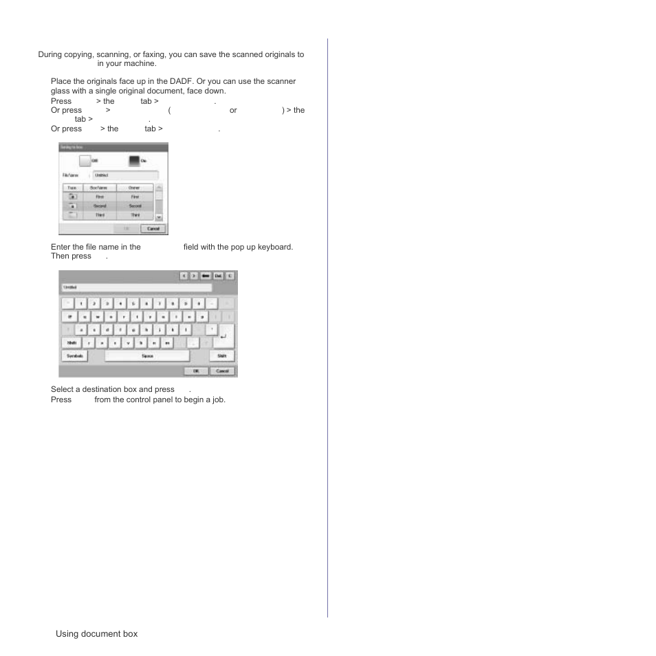 Storing documents during copy, scan, fax function | Samsung SCX-6555N Series User Manual | Page 76 / 186