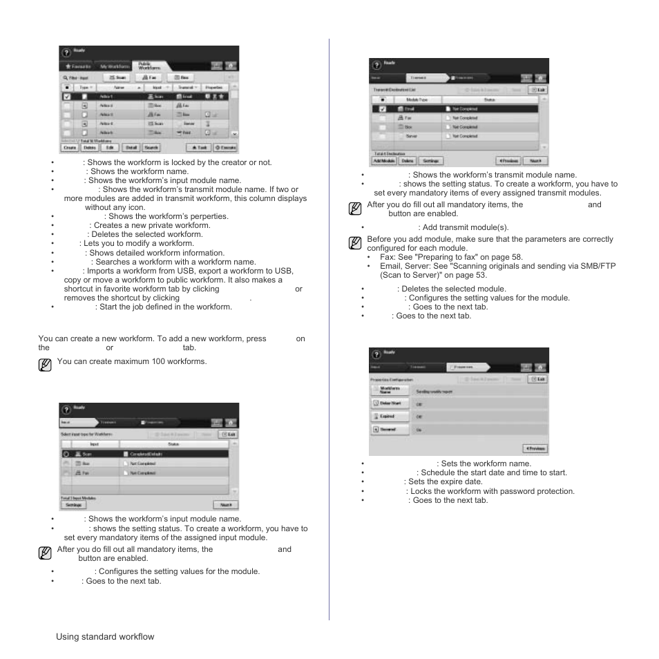 Workform creating screen | Samsung SCX-6555N Series User Manual | Page 78 / 186
