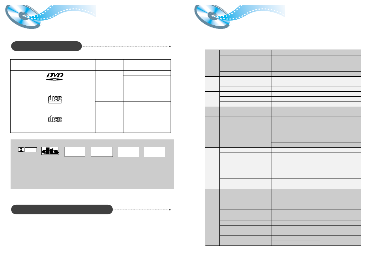 Disc type and protection, Specification, Ntsc pal | Samsung HT-DL200 User Manual | Page 22 / 23