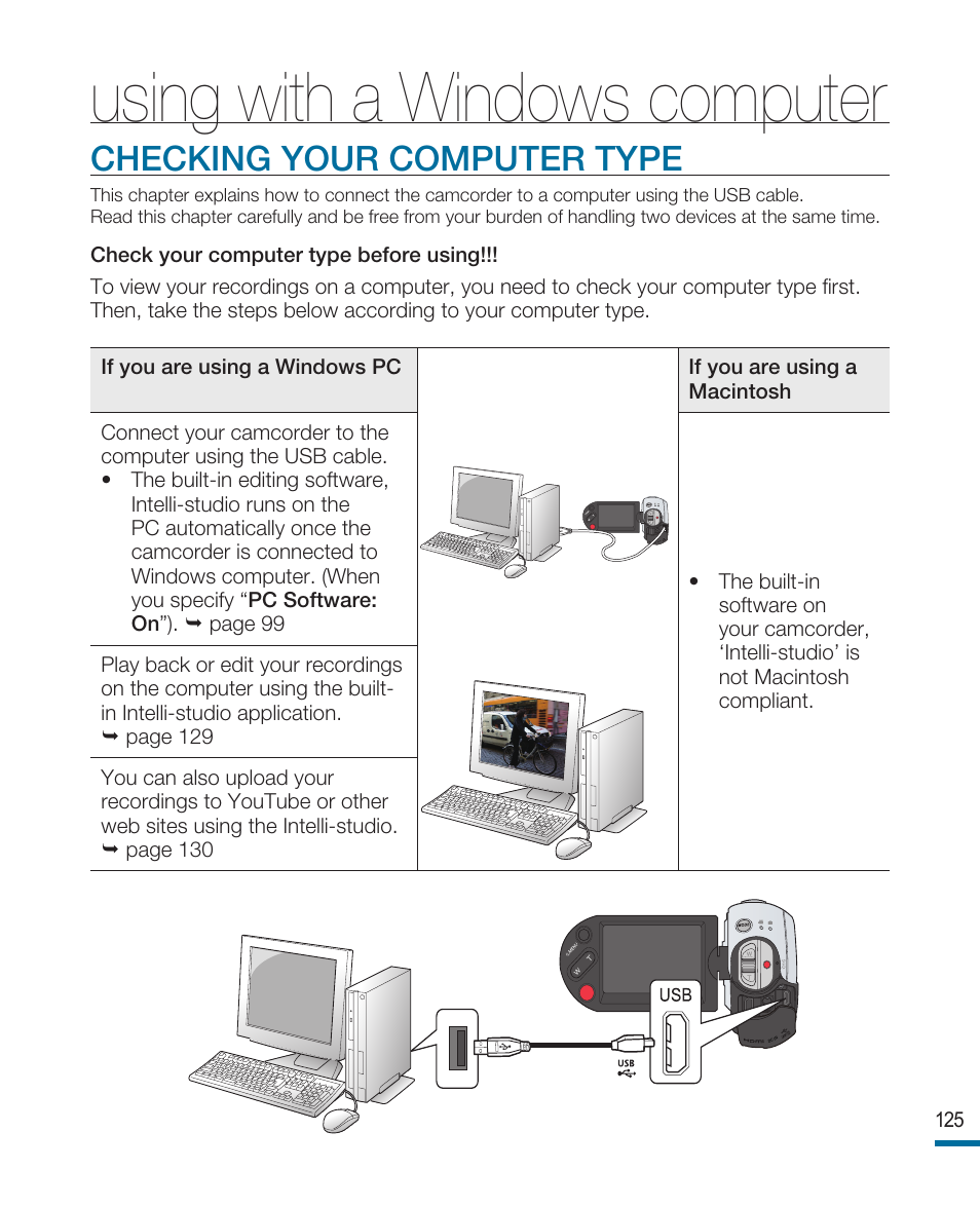 Using with a windows computer, Checking your computer type | Samsung HMX-R10SN User Manual | Page 129 / 157
