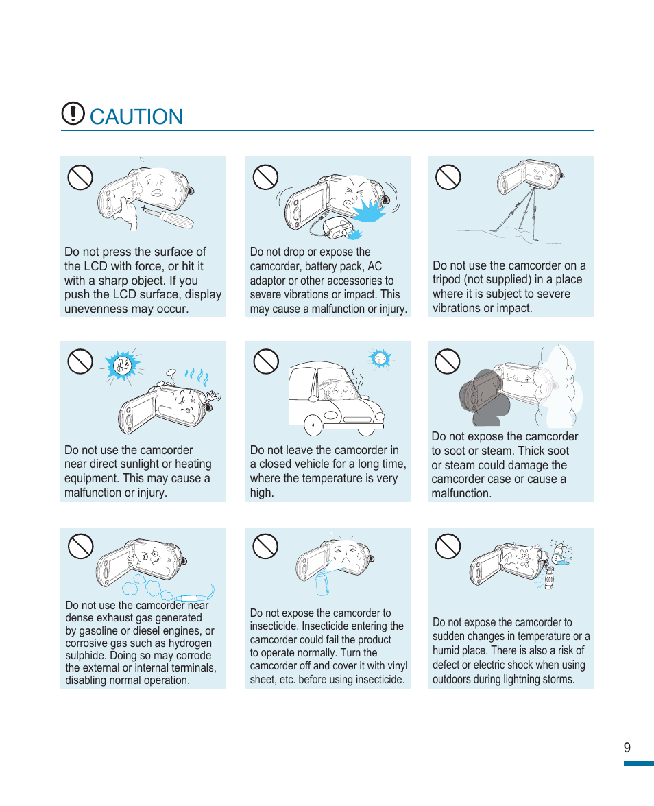 Caution | Samsung HMX-R10SN User Manual | Page 13 / 157