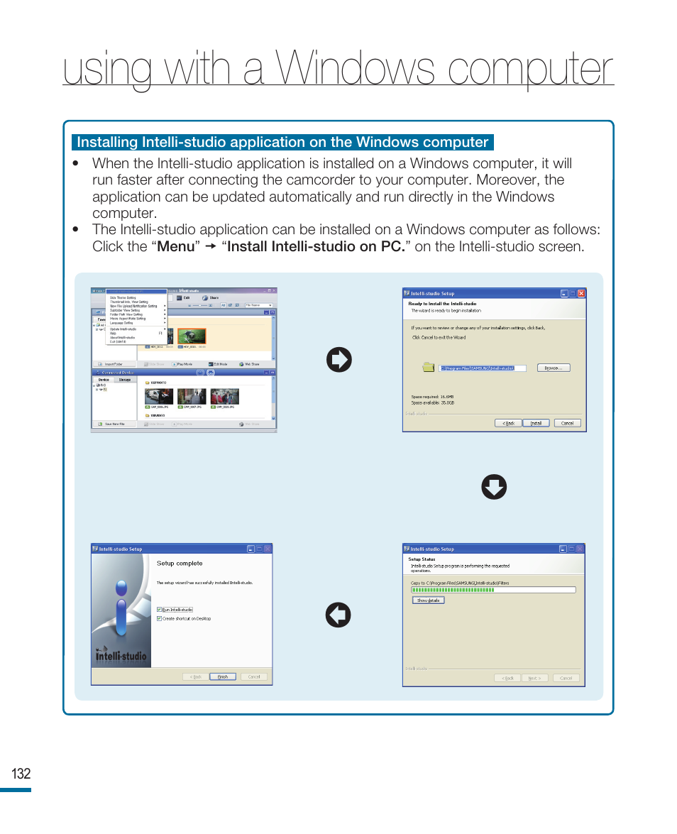 Using with a windows computer | Samsung HMX-R10SN User Manual | Page 136 / 157