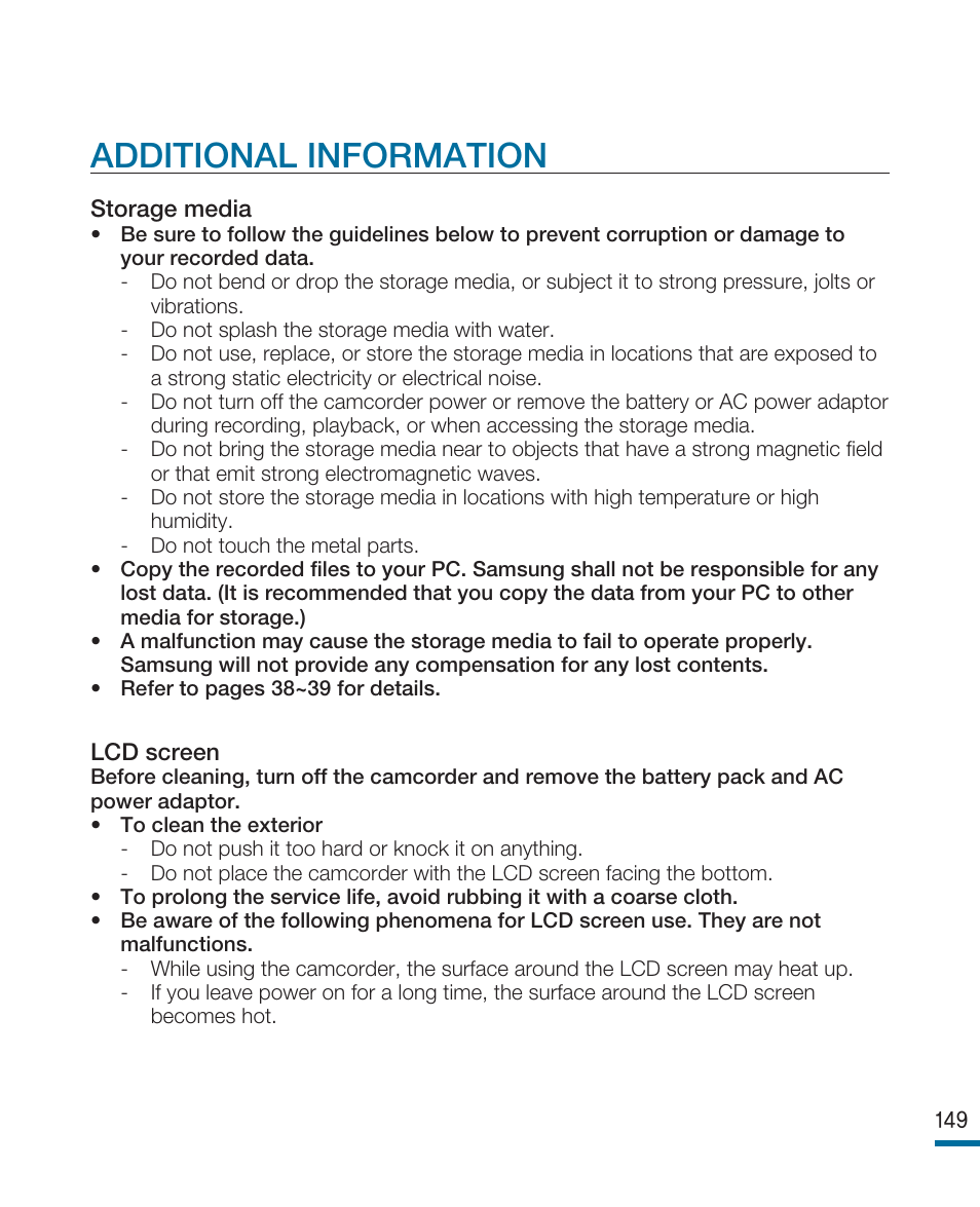 Additional information | Samsung HMX-R10SN User Manual | Page 153 / 157