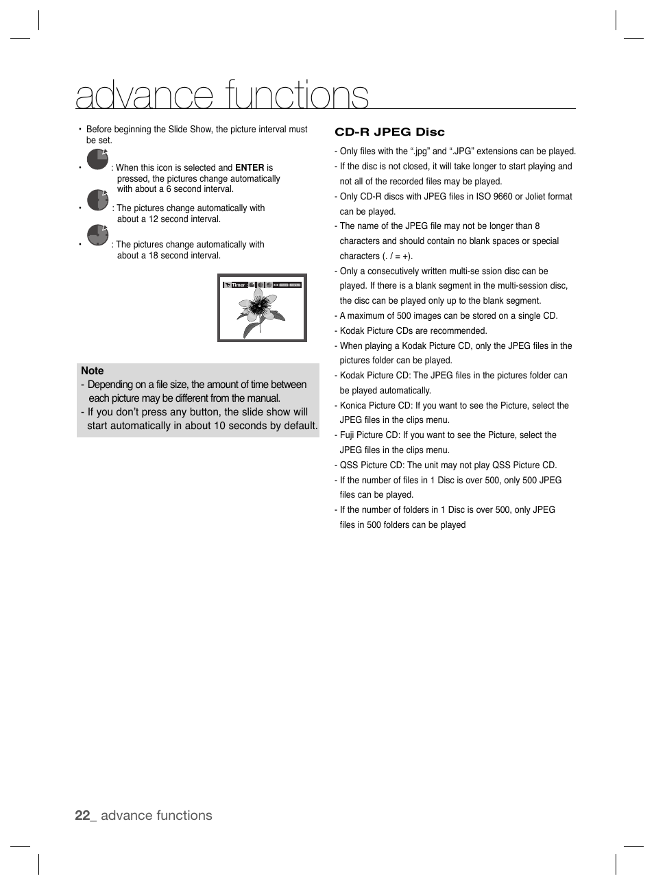 Advance functions, 22_ advance functions | Samsung DVD-P191K User Manual | Page 22 / 36