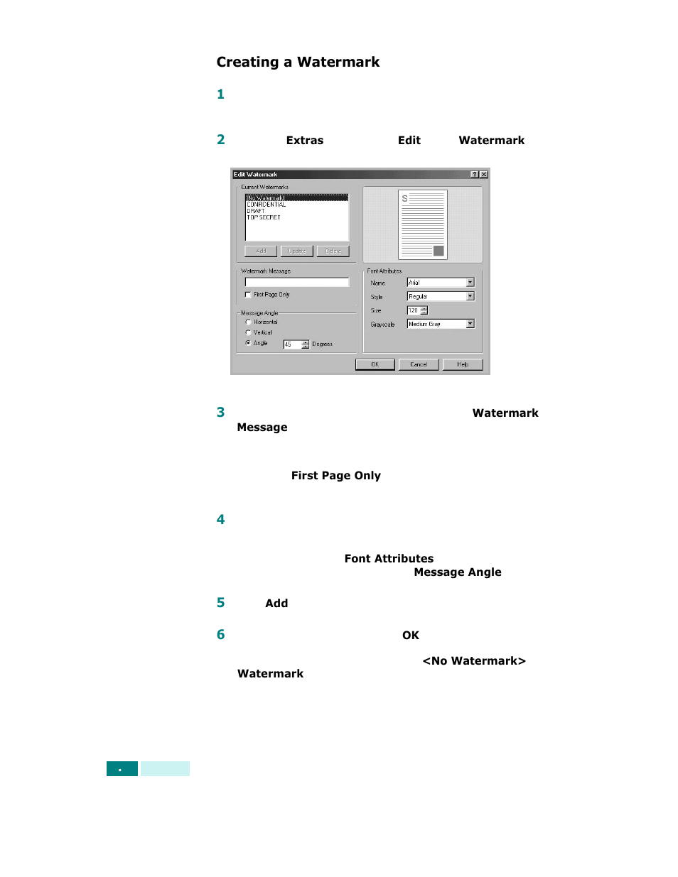 Creating a watermark | Samsung SCX-6320F User Manual | Page 105 / 330