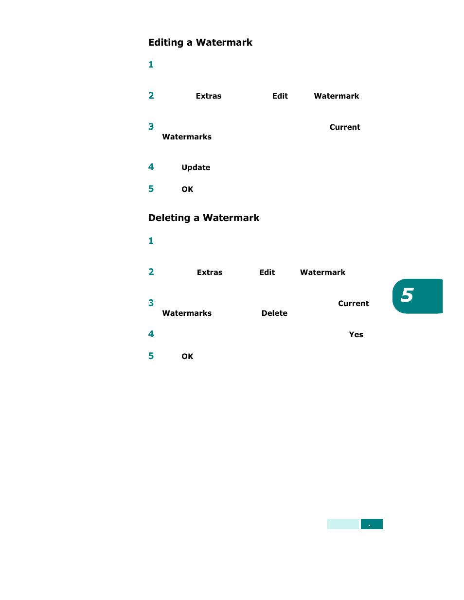 Editing a watermark, Deleting a watermark, Editing a watermark deleting a watermark | Samsung SCX-6320F User Manual | Page 106 / 330