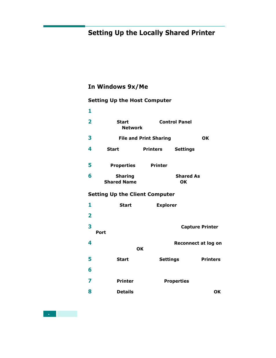 Setting up the locally shared printer, In windows 9x/me | Samsung SCX-6320F User Manual | Page 111 / 330