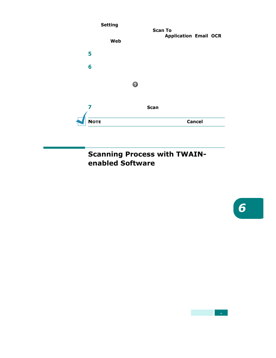Scanning process with twain- enabled software, Scanning process with twain-enabled software | Samsung SCX-6320F User Manual | Page 118 / 330