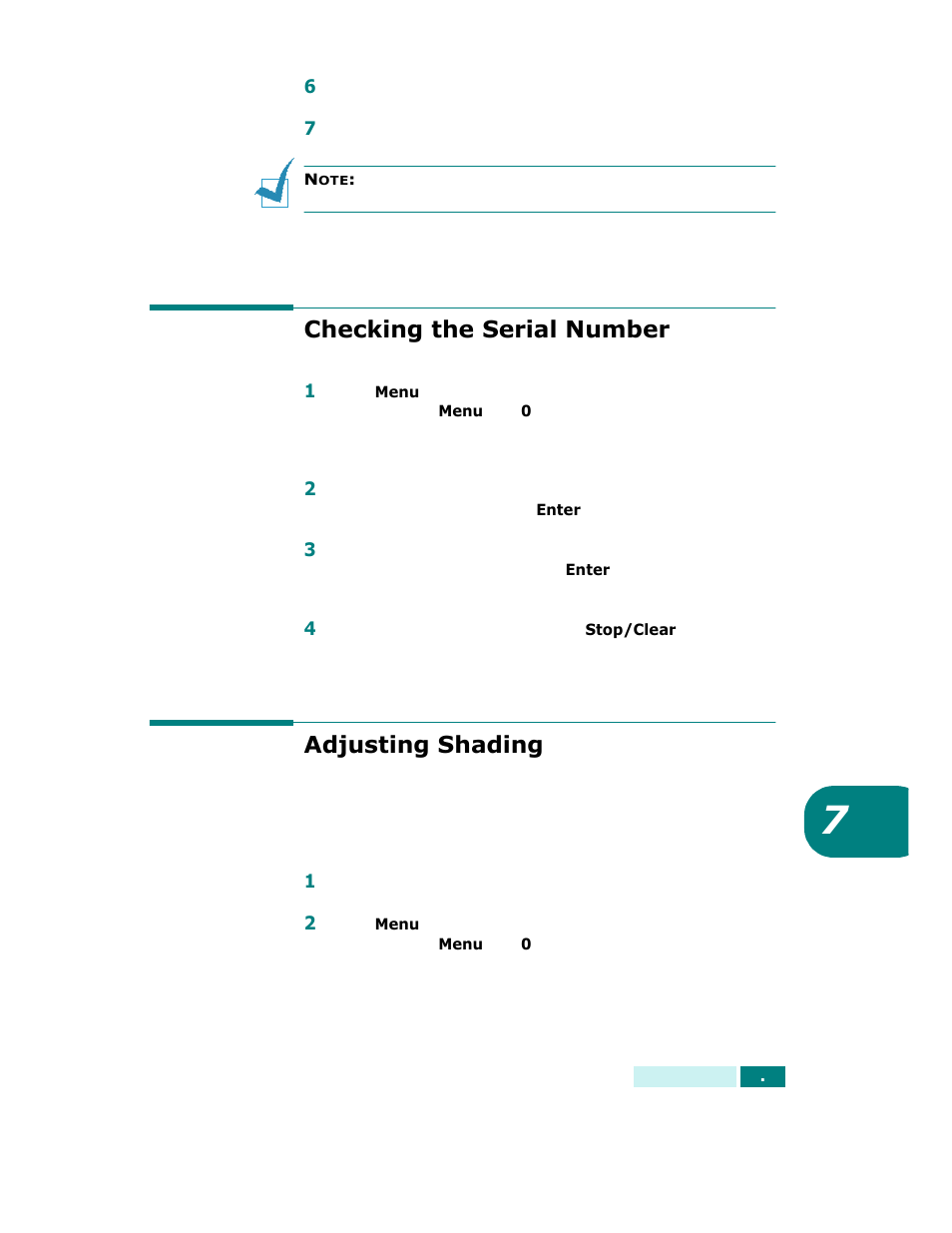 Checking the serial number, Adjusting shading, Checking the serial number adjusting shading | Samsung SCX-6320F User Manual | Page 132 / 330