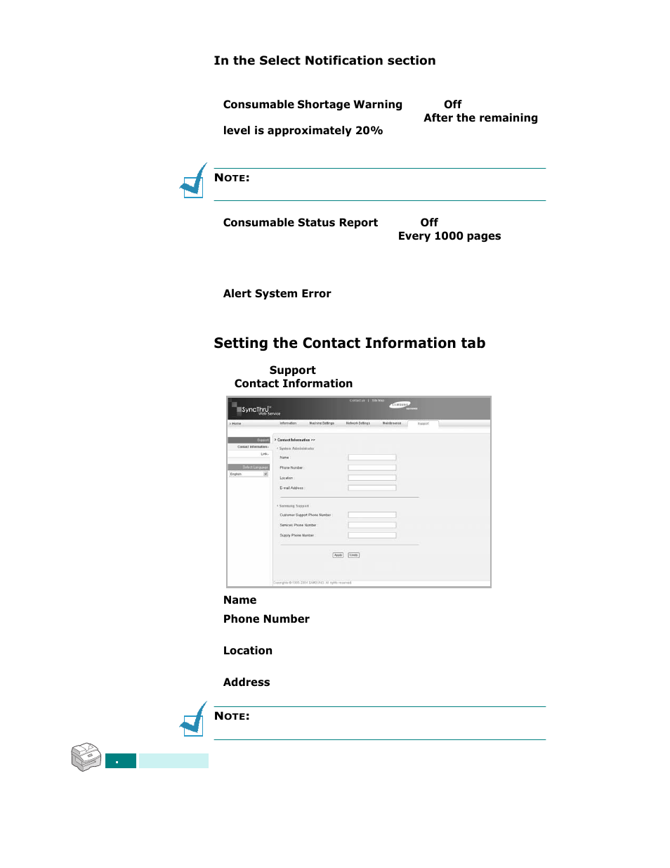 Setting the contact information tab | Samsung SCX-6320F User Manual | Page 141 / 330