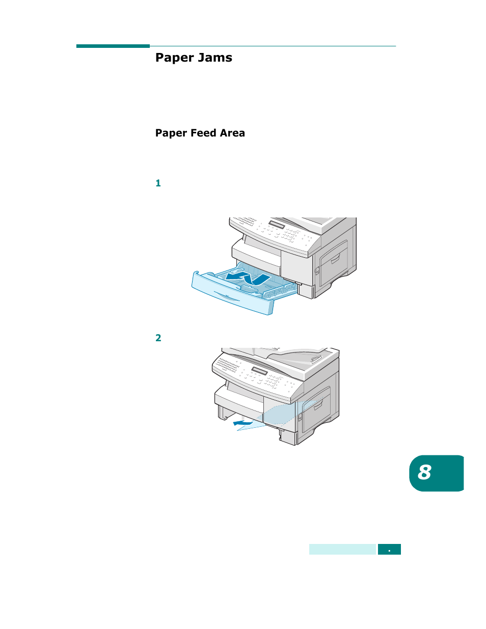 Paper jams, Paper feed area | Samsung SCX-6320F User Manual | Page 146 / 330