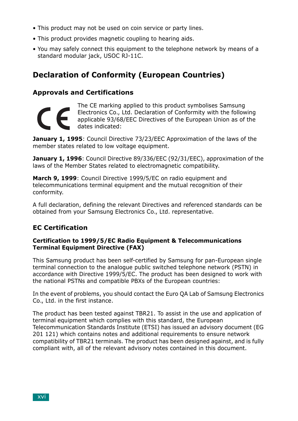 Declaration of conformity (european countries) | Samsung SCX-6320F User Manual | Page 17 / 330