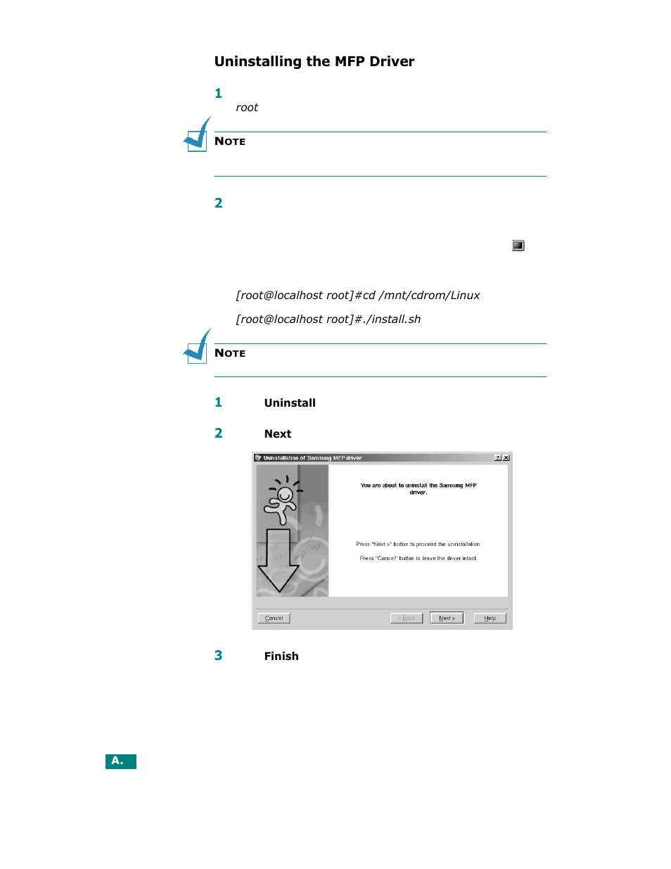 Uninstalling the mfp driver | Samsung SCX-6320F User Manual | Page 179 / 330