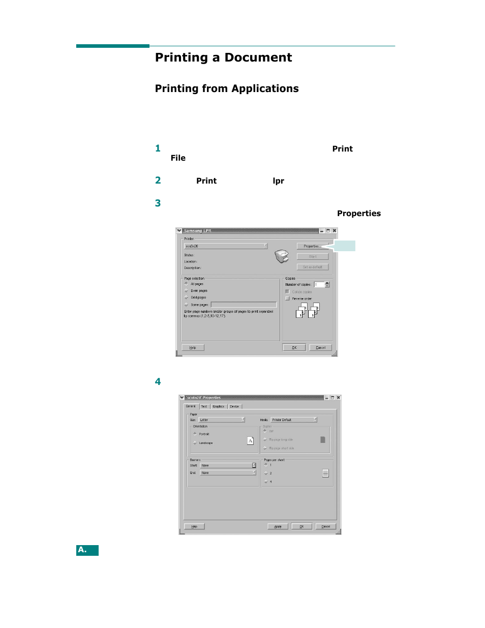 Printing a document, Printing from applications | Samsung SCX-6320F User Manual | Page 185 / 330