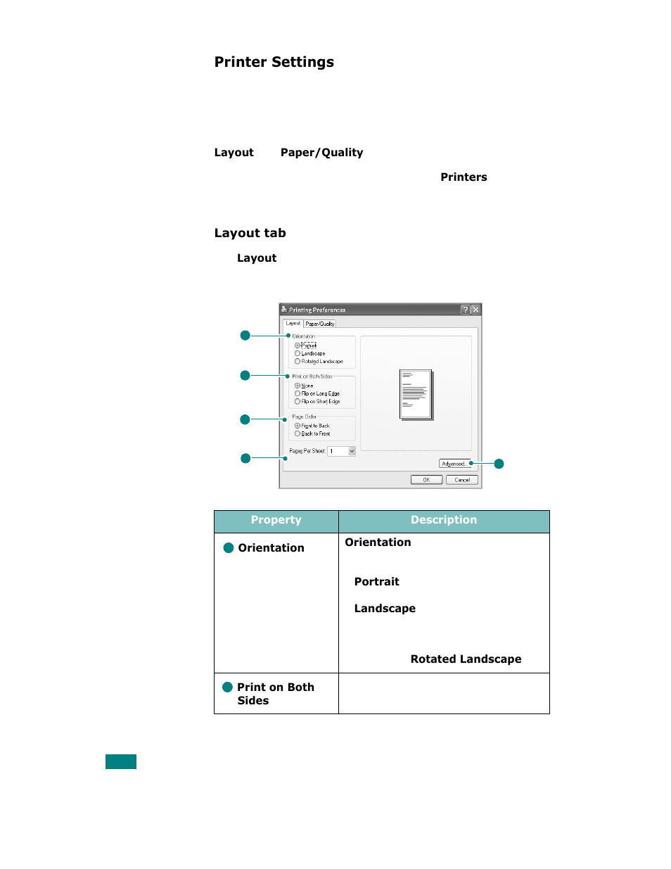 Printer settings | Samsung SCX-6320F User Manual | Page 197 / 330