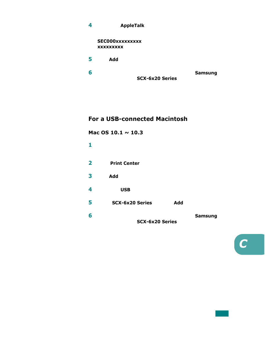 For a usb-connected macintosh | Samsung SCX-6320F User Manual | Page 204 / 330