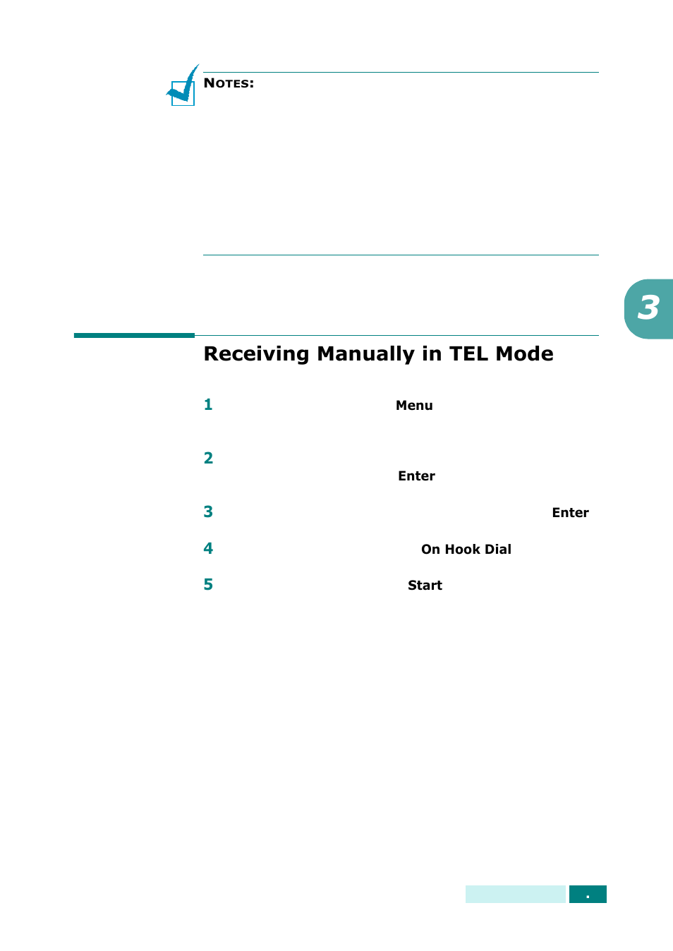 Receiving manually in tel mode | Samsung SCX-6320F User Manual | Page 261 / 330