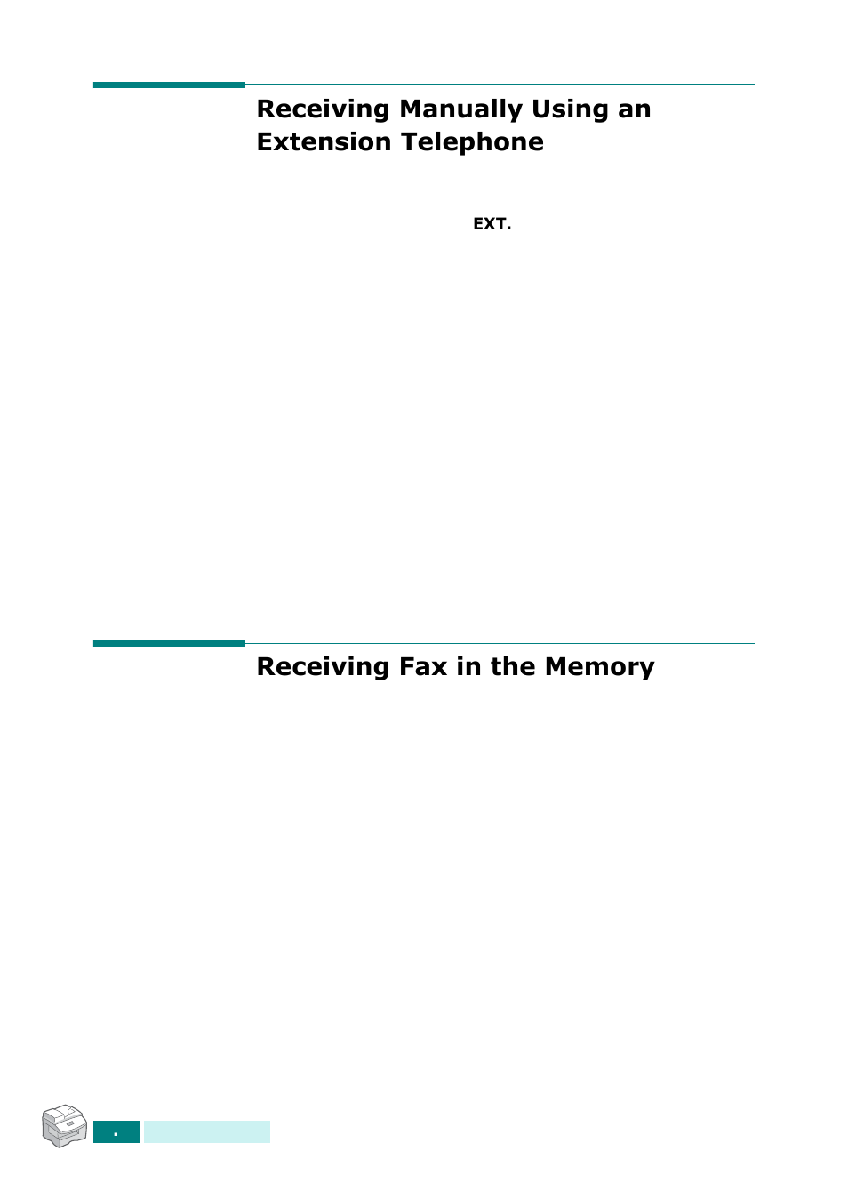 Receiving manually using an extension telephone, Receiving fax in the memory | Samsung SCX-6320F User Manual | Page 262 / 330