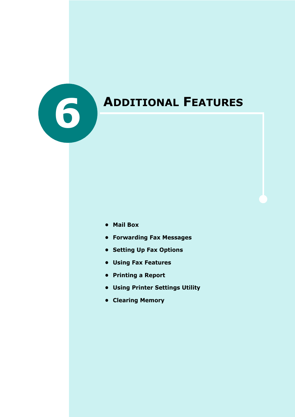 Additional features, Chapter 6, Dditional | Eatures | Samsung SCX-6320F User Manual | Page 283 / 330