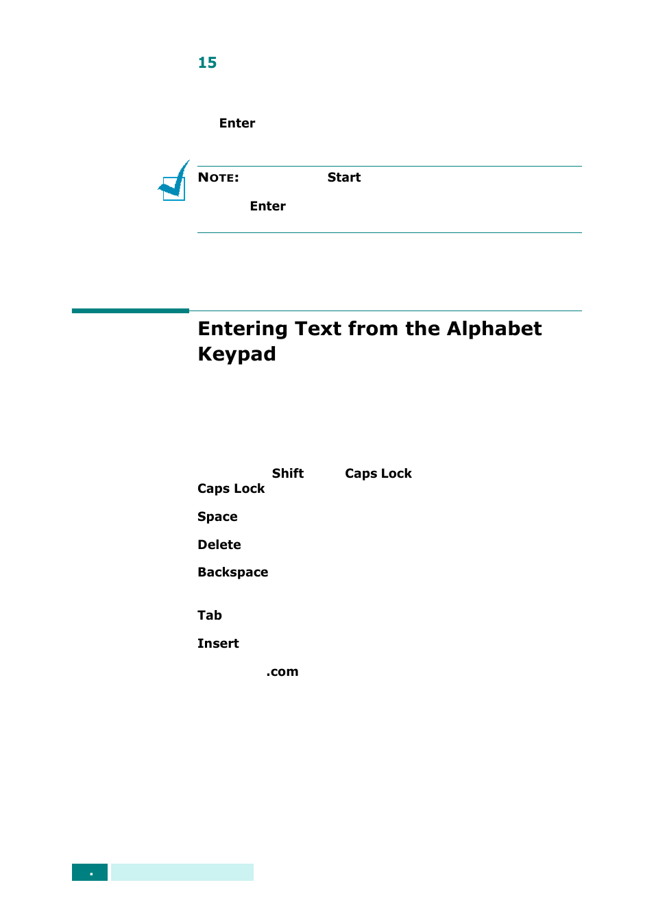 Entering text from the alphabet keypad | Samsung SCX-6320F User Manual | Page 312 / 330