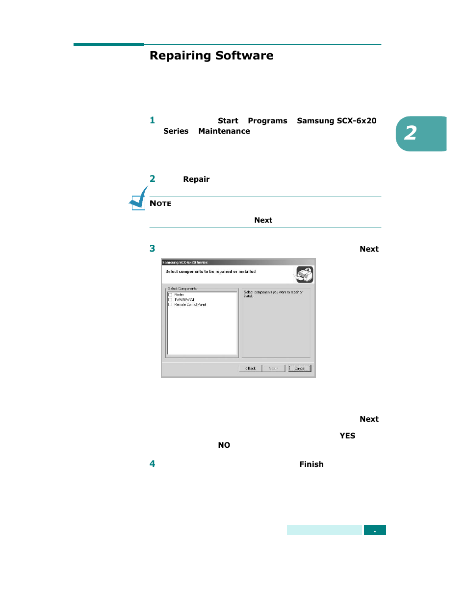 Repairing software | Samsung SCX-6320F User Manual | Page 50 / 330