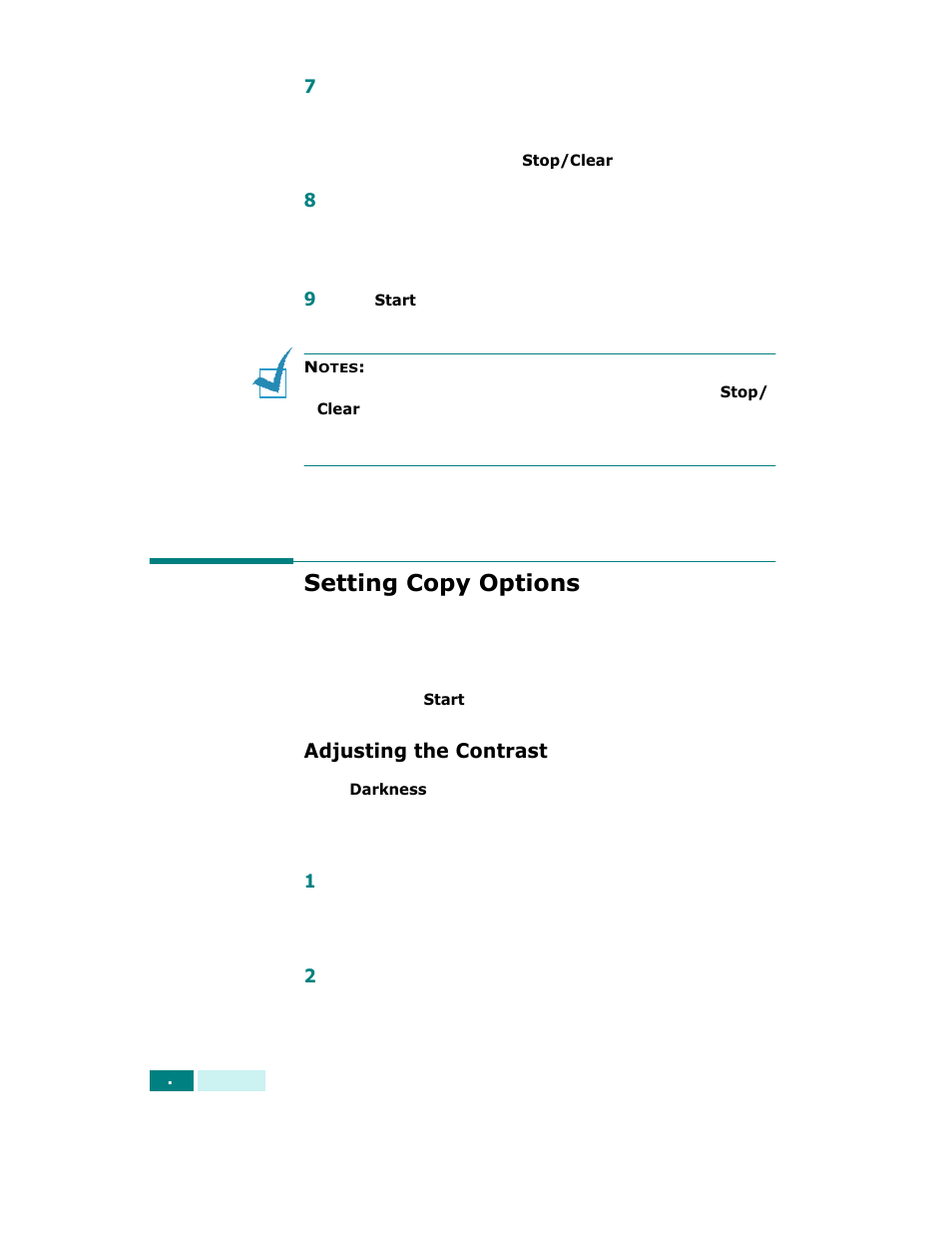 Setting copy options, Adjusting the contrast, Ttons. see “setting copy | Samsung SCX-6320F User Manual | Page 69 / 330