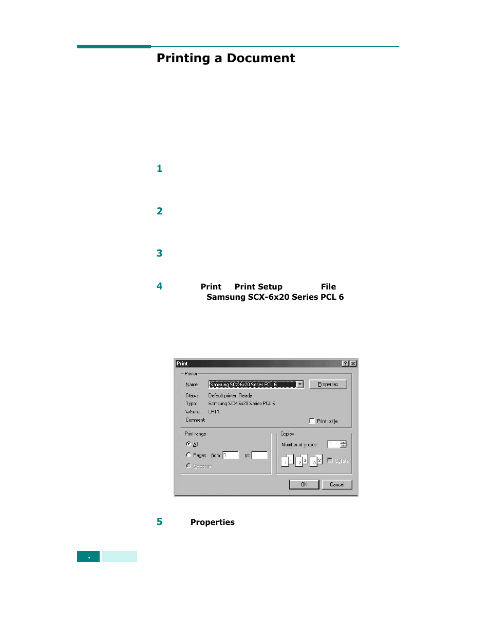 Printing a document | Samsung SCX-6320F User Manual | Page 85 / 330