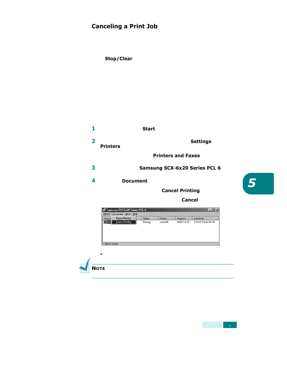 Canceling a print job | Samsung SCX-6320F User Manual | Page 88 / 330