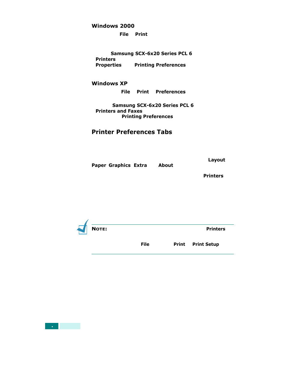 Printer preferences tabs | Samsung SCX-6320F User Manual | Page 91 / 330