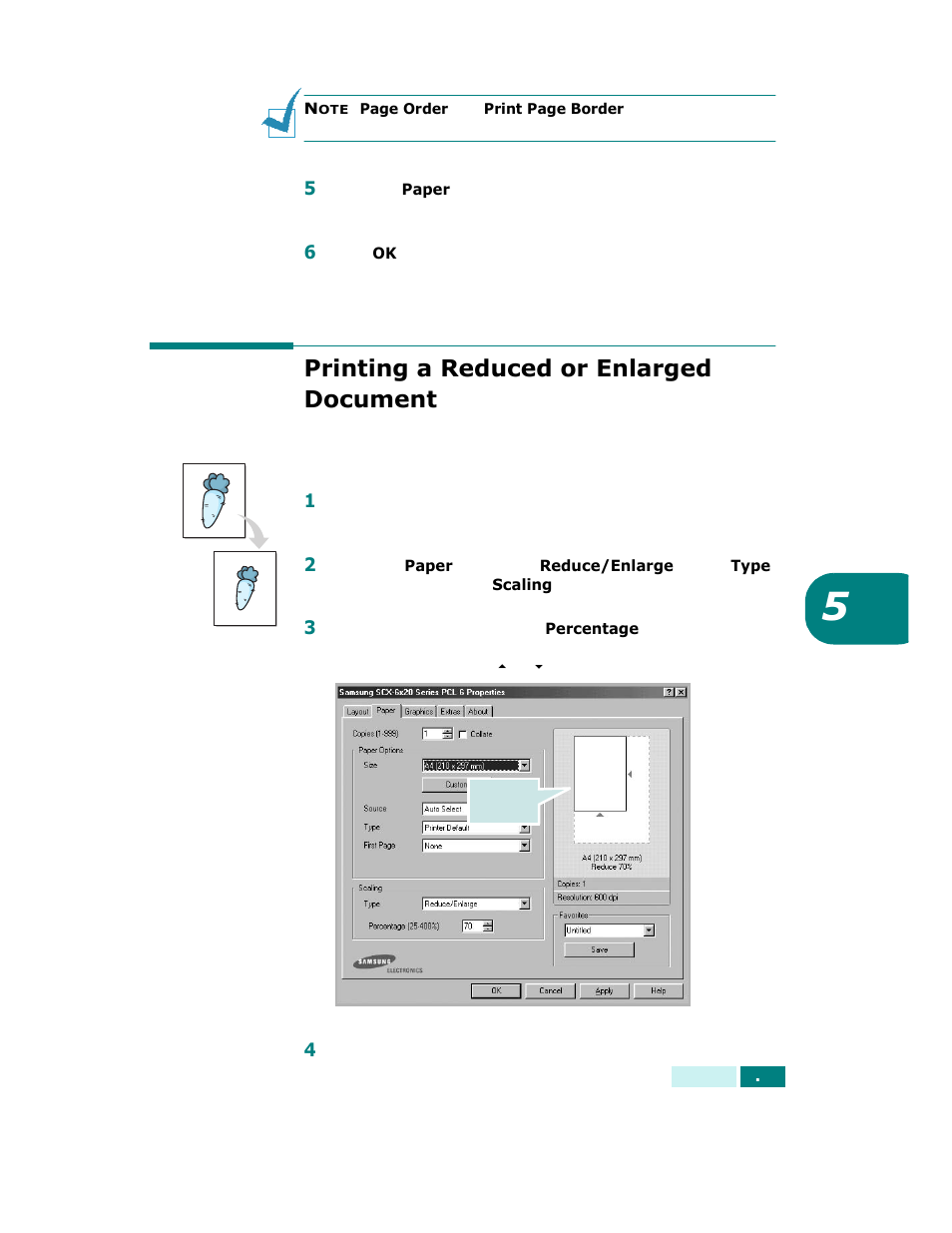 Printing a reduced or enlarged document | Samsung SCX-6320F User Manual | Page 98 / 330