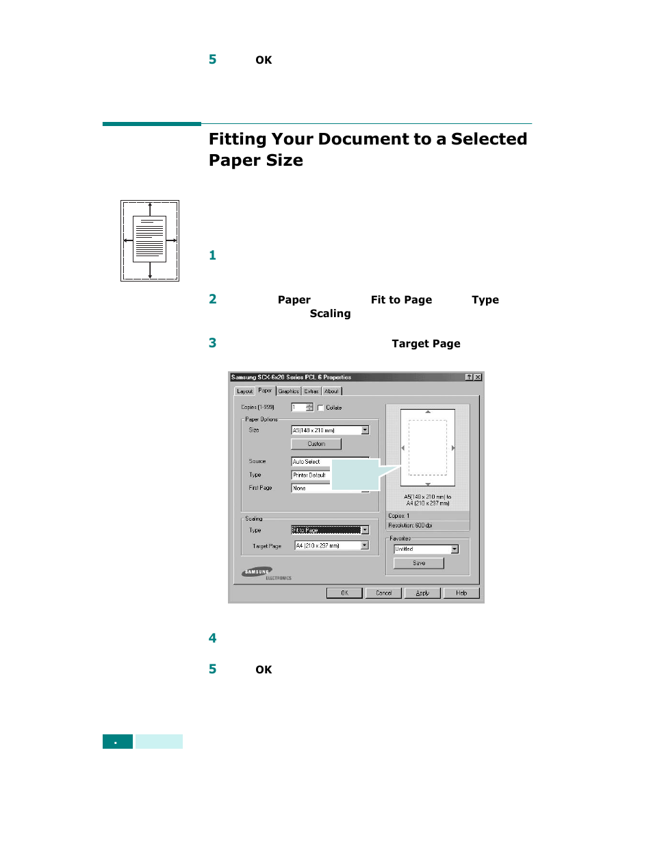 Fitting your document to a selected paper size | Samsung SCX-6320F User Manual | Page 99 / 330