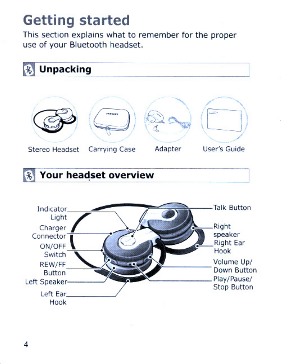 Cd: o, Getting started | Samsung SBH170 User Manual | Page 4 / 24