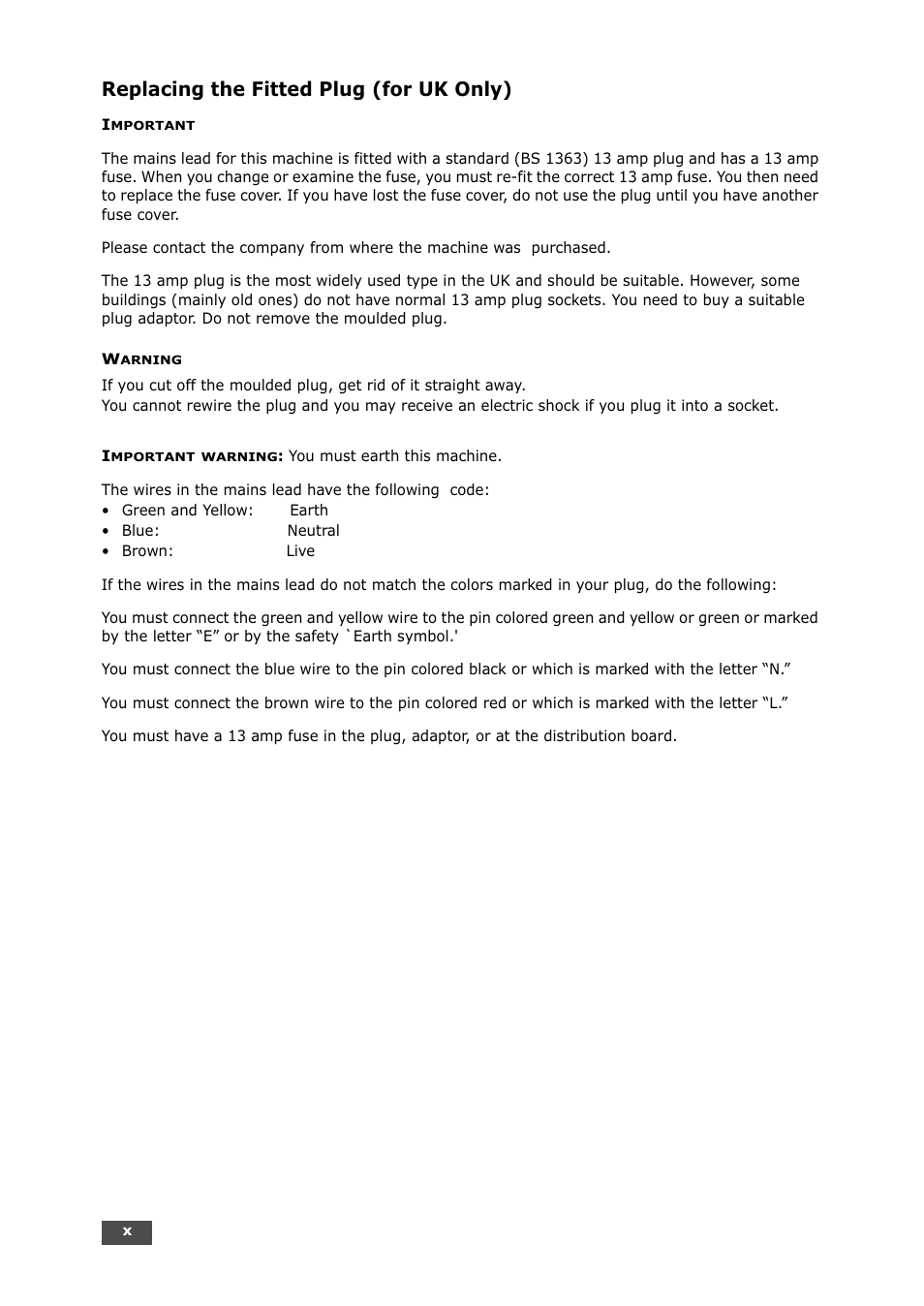 Replacing the fitted plug (for uk only) | Samsung SF-750 Series User Manual | Page 11 / 98