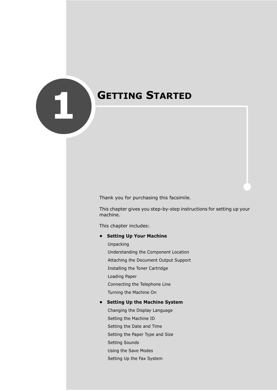Getting started, Chapter 1, Etting | Tarted | Samsung SF-750 Series User Manual | Page 14 / 98