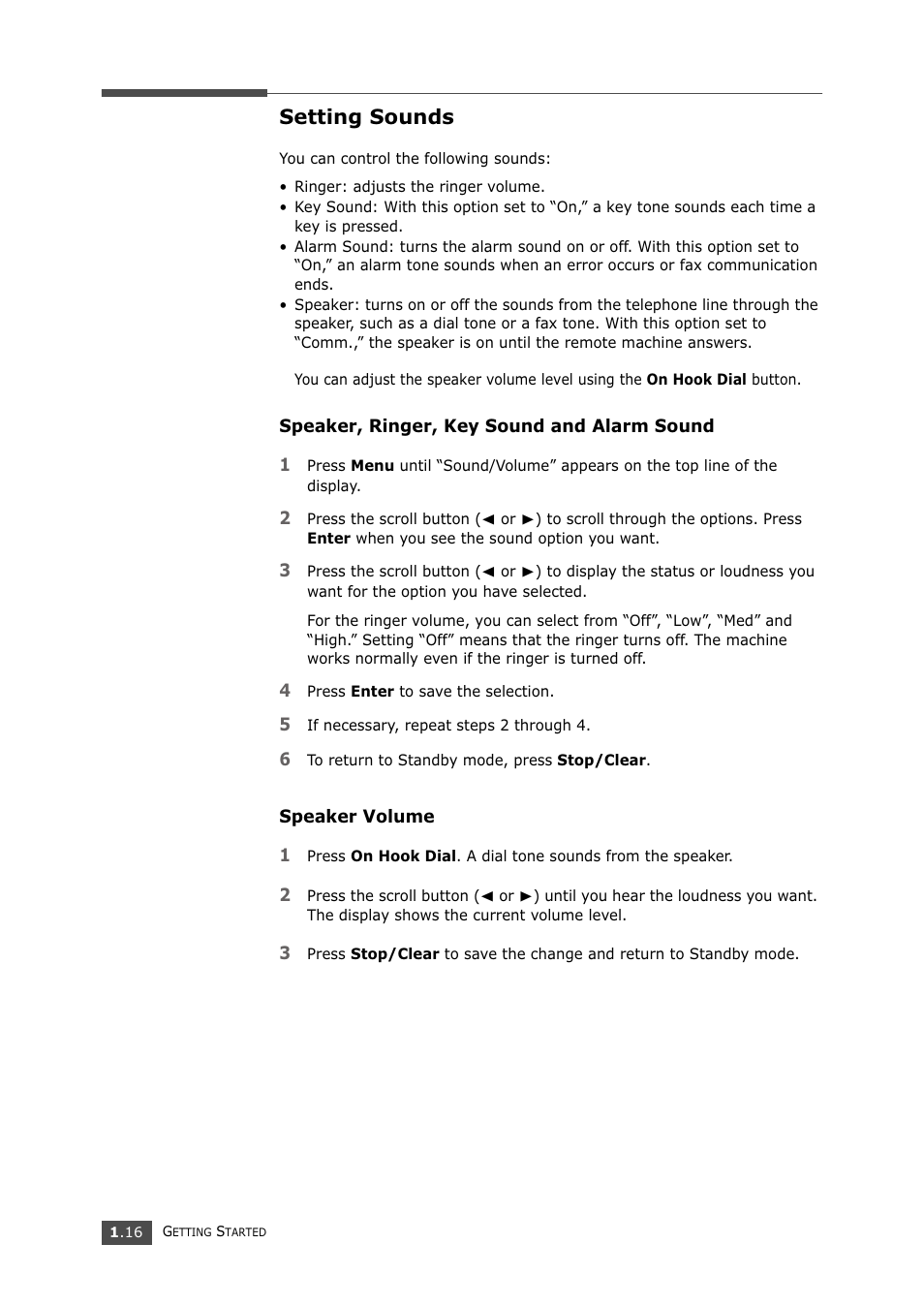 Setting sounds, Speaker, ringer, key sound and alarm sound, Speaker volume | Using the save modes | Samsung SF-750 Series User Manual | Page 29 / 98