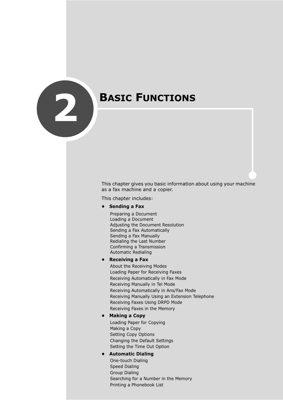 Basic functions, Chapter 2, Asic | Unctions | Samsung SF-750 Series User Manual | Page 34 / 98