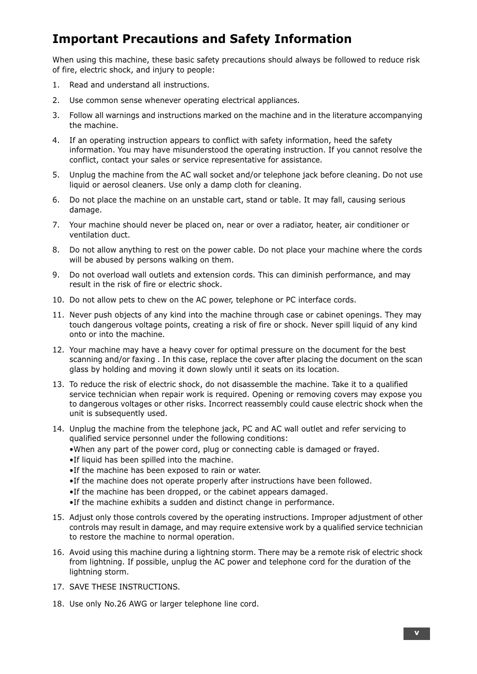 Important precautions and safety information | Samsung SF-750 Series User Manual | Page 6 / 98