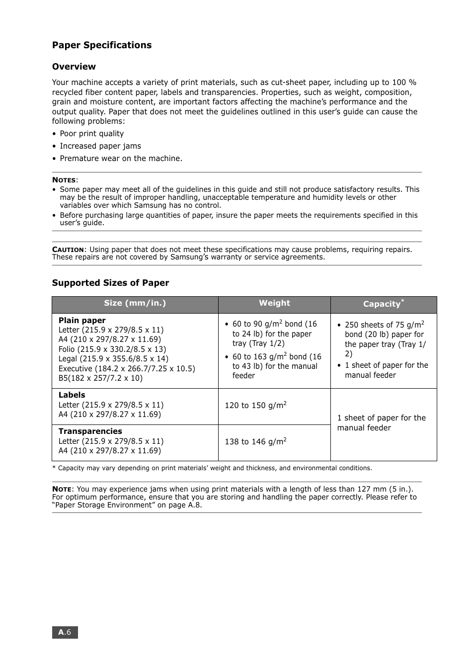 Paper specifications, Paper specifications” on, Paper | Samsung SF-750 Series User Manual | Page 91 / 98