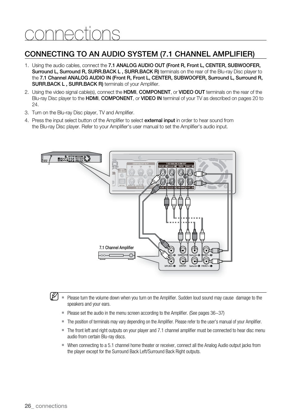 Connections | Samsung BD-P2550 User Manual | Page 26 / 75