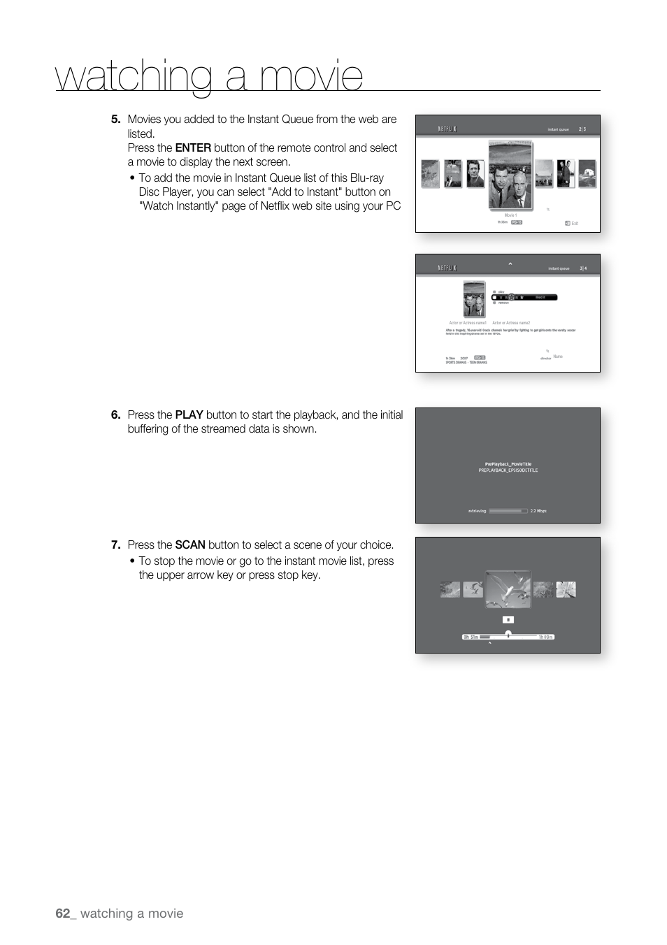 Watching a movie | Samsung BD-P2550 User Manual | Page 62 / 75