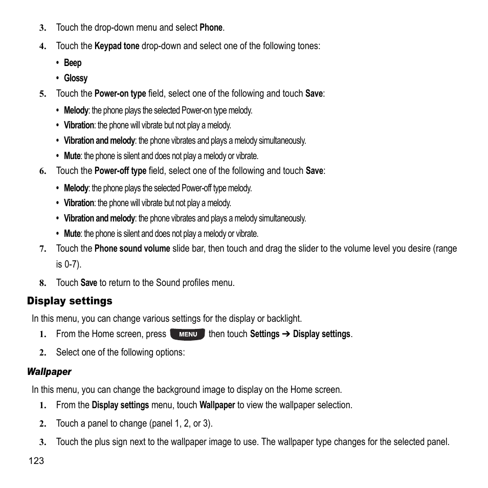 Display settings | Samsung 07202010 User Manual | Page 130 / 154